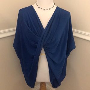 Blue wrap short sleeved sweater